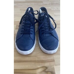 Lacoste Blue Marcel Leather Mens Low Top Perforated Sneakers Casual Shoes - 9